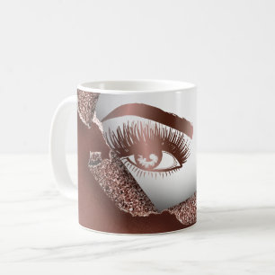 Caneca De Café Artista De Maquiagem Olhos-De-Orelha Pisca Rosa Oc