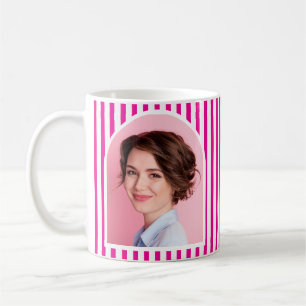 Caneca De Café Artista de Maquiagem Ousada Listras Cor-de-Rosa e