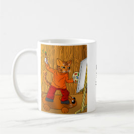 Caneca De Café Artista Painter Cat