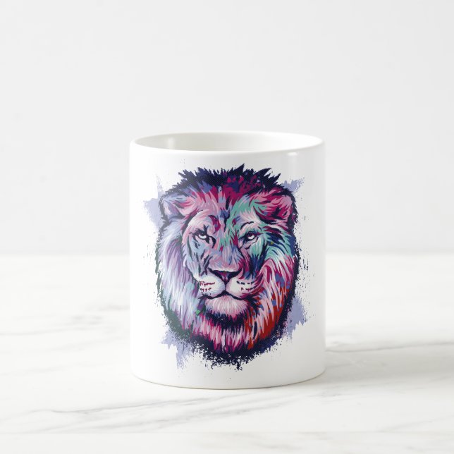 Caneca de Café Artística com Cabeça de Leão Abstra (Centro)