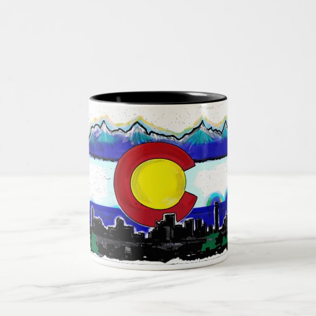 Caneca de café artística da skyline de Denver da (Centro)