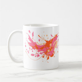 Caneca De Café Artístico de abertura amarelo rosa