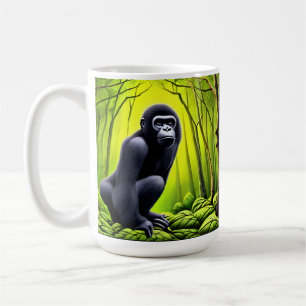 Caneca De Café Artsy Abstrato Jungle Gorilla