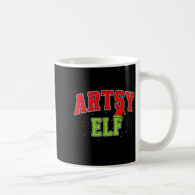 Caneca De Café Artsy Elf Christmas Family Matching Group Xmas Act (Direita)