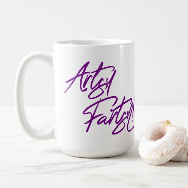 Caneca De Café ARTSY FARTSY PAINTBRUSH por Jeff Willis Art (Com Donut)