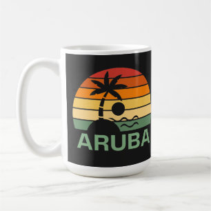 Caneca De Café Aruba Vintage Palm Trees Summer Beach
