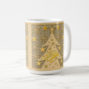 Caneca De Café Árvore Alegre de Natal, Floco de Neve e Silhuetas