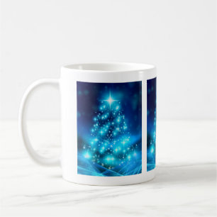 Caneca De Café Árvore Azul de Natal legal com Luzes Estimulantes
