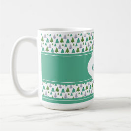 Caneca De Café Árvore Azul Verde Feliz de Natal