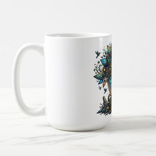 Caneca De Café Árvore Cibernética da Vida Cosmic Steampunk (Esquerda)