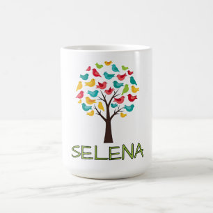 Caneca De Café Árvore Colorida com Pássaros