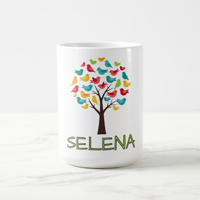 Caneca De Café Árvore Colorida com Pássaros (Centro)