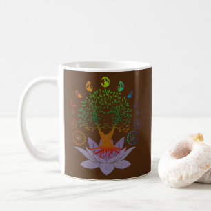 Caneca De Café árvore da lua de flores de lótus vitalícia sagrada