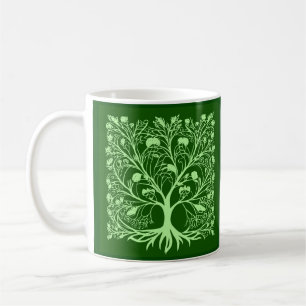 Caneca De Café Árvore da vida 3 verde claro e escuro