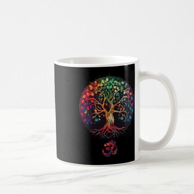 Caneca De Café Árvore Da Vida Com Símbolo Om Yoga  (Direita)