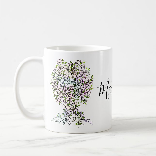 Caneca De Café Árvore da Vida - Espirais Saem Frutas 1 (Esquerda)