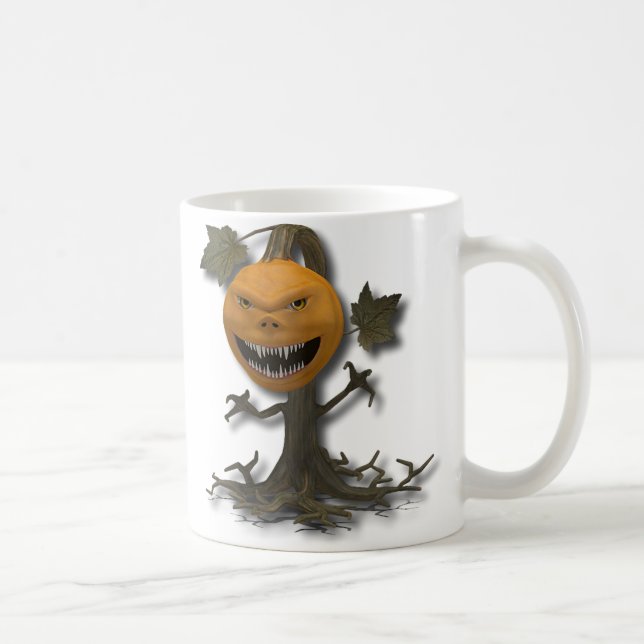 Caneca De Café Árvore de Abóbora Feliz Halloween (Direita)