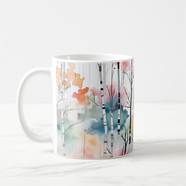 Caneca De Café Árvore de Birch da Aquarela (Esquerda)