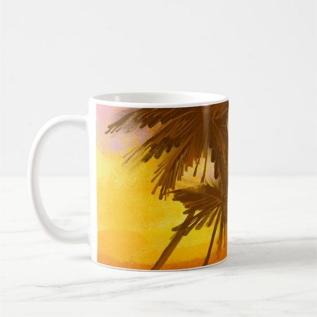 Caneca De Café Árvore de coco, tema de verão tropical. (Esquerda)