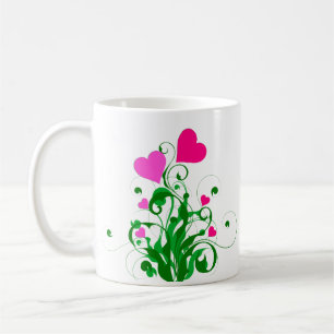 Caneca De Café Árvore de Corações de Amor