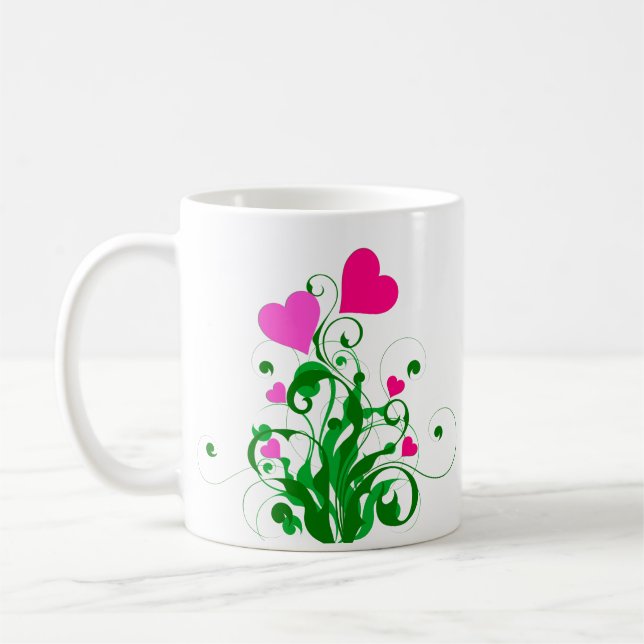 Caneca De Café Árvore de Corações de Amor (Esquerda)