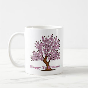 Caneca De Café Árvore de Flor do Tu B'Shevat rosa