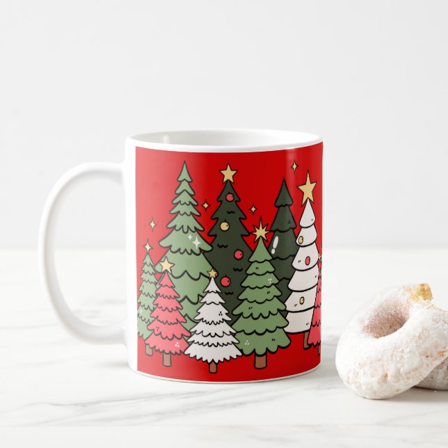 Caneca De Café Árvore de Natal  (Com Donut)
