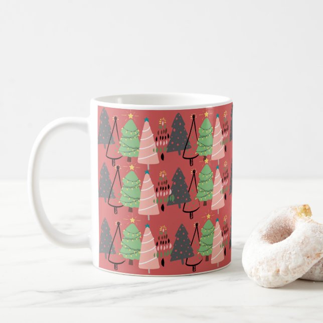 Caneca De Café Árvore de Natal (Com Donut)