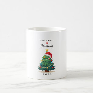 Caneca De Café Árvore de Natal Adormecida Fofa   Primeiro Natal d