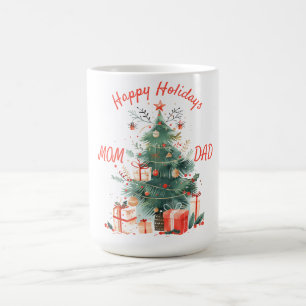 Caneca De Café Árvore de Natal Apresenta Mãe Branca e Pai