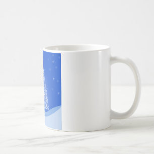 Caneca De Café Árvore de Natal Azul Branco Estrelas Luz Noturna A
