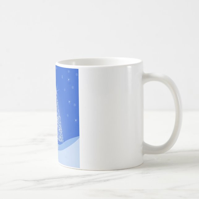 Caneca De Café Árvore de Natal Azul Branco Estrelas Luz Noturna A (Direita)