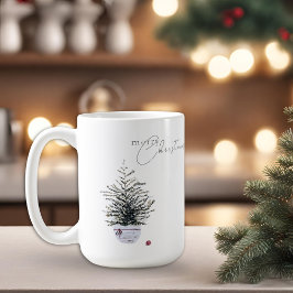 Caneca De Café Árvore de Natal Boho Chic Aquarela Branca