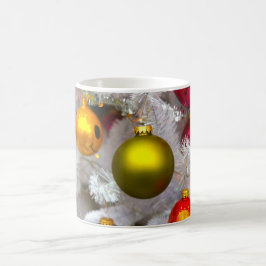 Caneca De Café Árvore de Natal Branca com Balas Coloridas