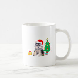 Caneca De Café Árvore de Natal, cão de cachorrinho Yorkshire e pr