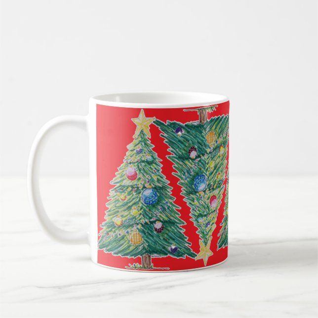 Caneca De Café Árvore de Natal Colorida (Esquerda)