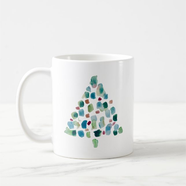 Caneca De Café Árvore de Natal Colorida abstrato (Esquerda)
