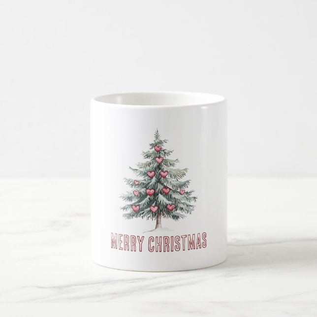 Caneca De Café Árvore de Natal com Corações (Centro)