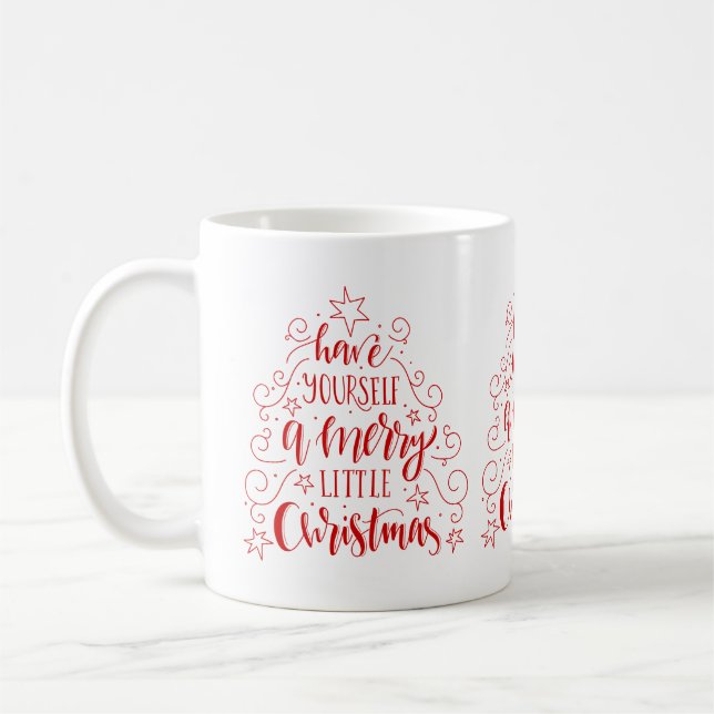 Caneca De Café Árvore De Natal Com Tipografia Moderna (Esquerda)