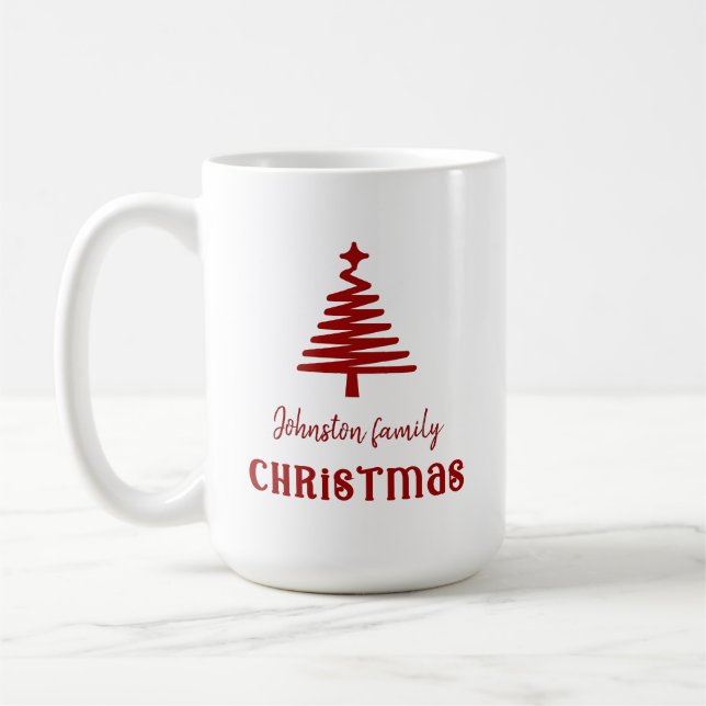Caneca De Café Árvore de Natal da família personalizada, simples  (Esquerda)