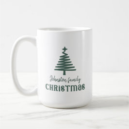 Caneca De Café Árvore de Natal da família personalizada verde sim