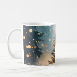 Caneca De Café Árvore de Natal da Floresta Mágica de Inverno Neva