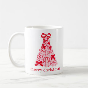 Caneca De Café Árvore de Natal de Arcos Vermelhos Cor-de-Rosa Ret