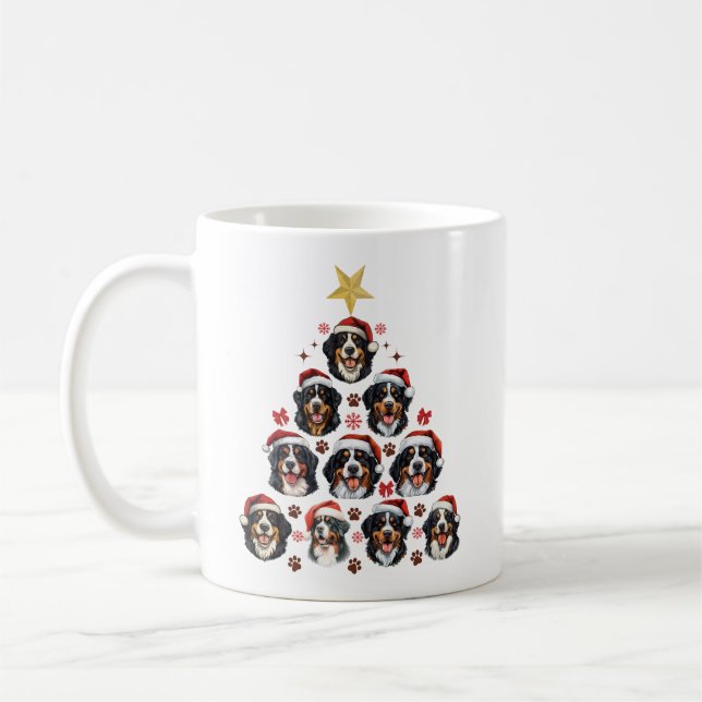 Caneca De Café Árvore de Natal de Cachorro Bernês, Xmas Berner (Esquerda)