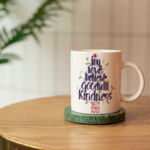 Caneca De Café Árvore de Natal de Caligrafia manual