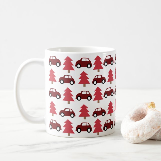 Caneca De Café Árvore de Natal de Carro de Brinquedo Vermelho Fof (Com Donut)