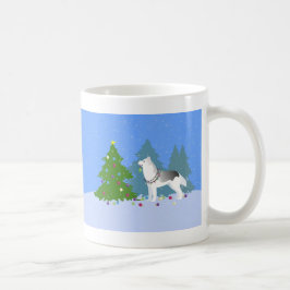 Caneca De Café Árvore de Natal de Decoração Siberiana Husky