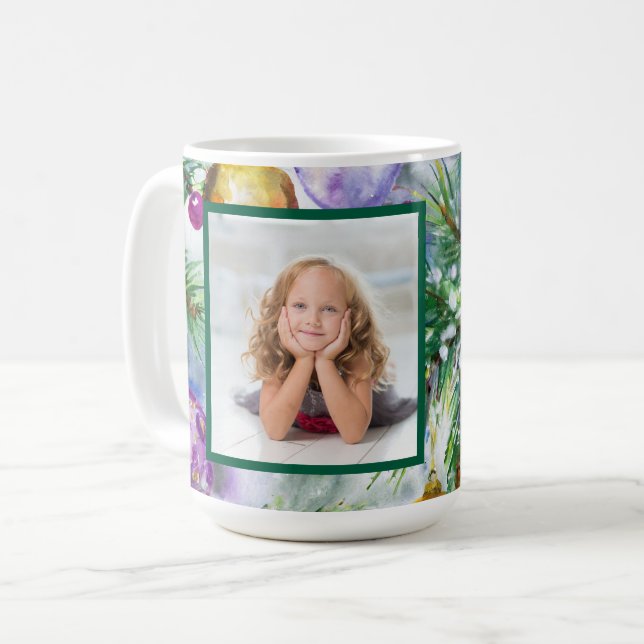 Caneca De Café Árvore de Natal de Férias de Foto (Frente Esquerda)