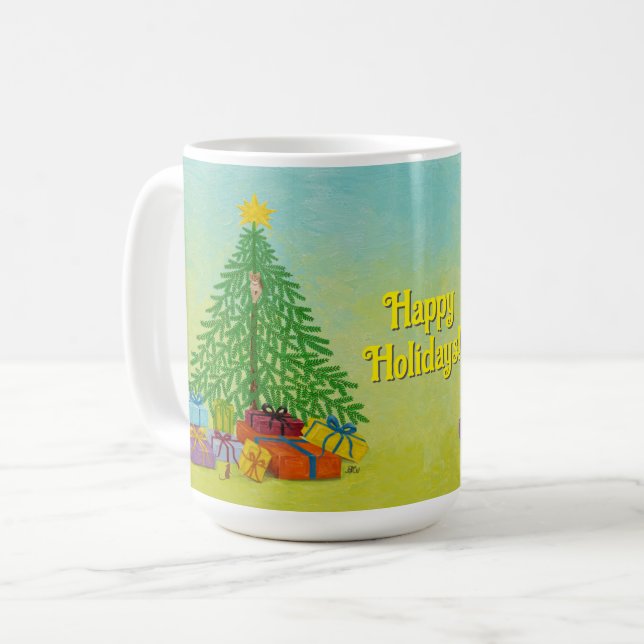 Caneca De Café Árvore de Natal de Fim de Ano (Frente Esquerda)