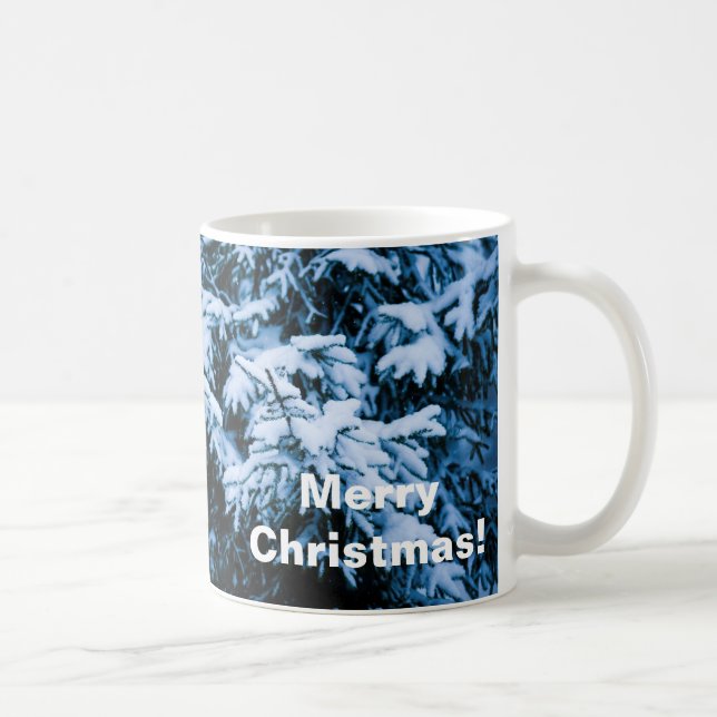 Caneca De Café Árvore de Natal de inverno em queda de neve (Direita)